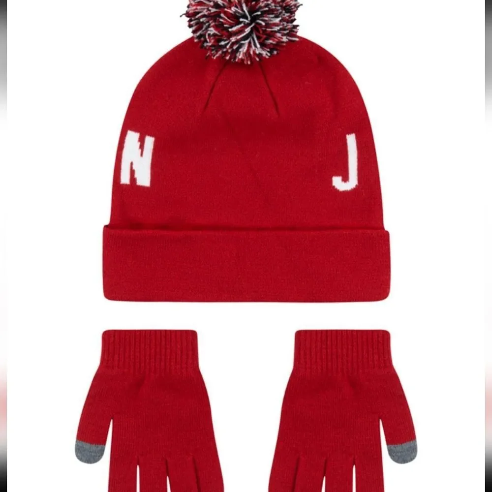 Jordan‎ Pom Beanie & Glove Set- Red/Black
